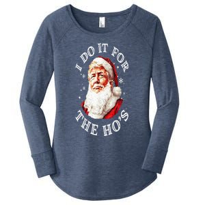 Trump Christmas Santa Claus I Do It For The Hos Cute Xmas Women's Perfect Tri Tunic Long Sleeve Shirt