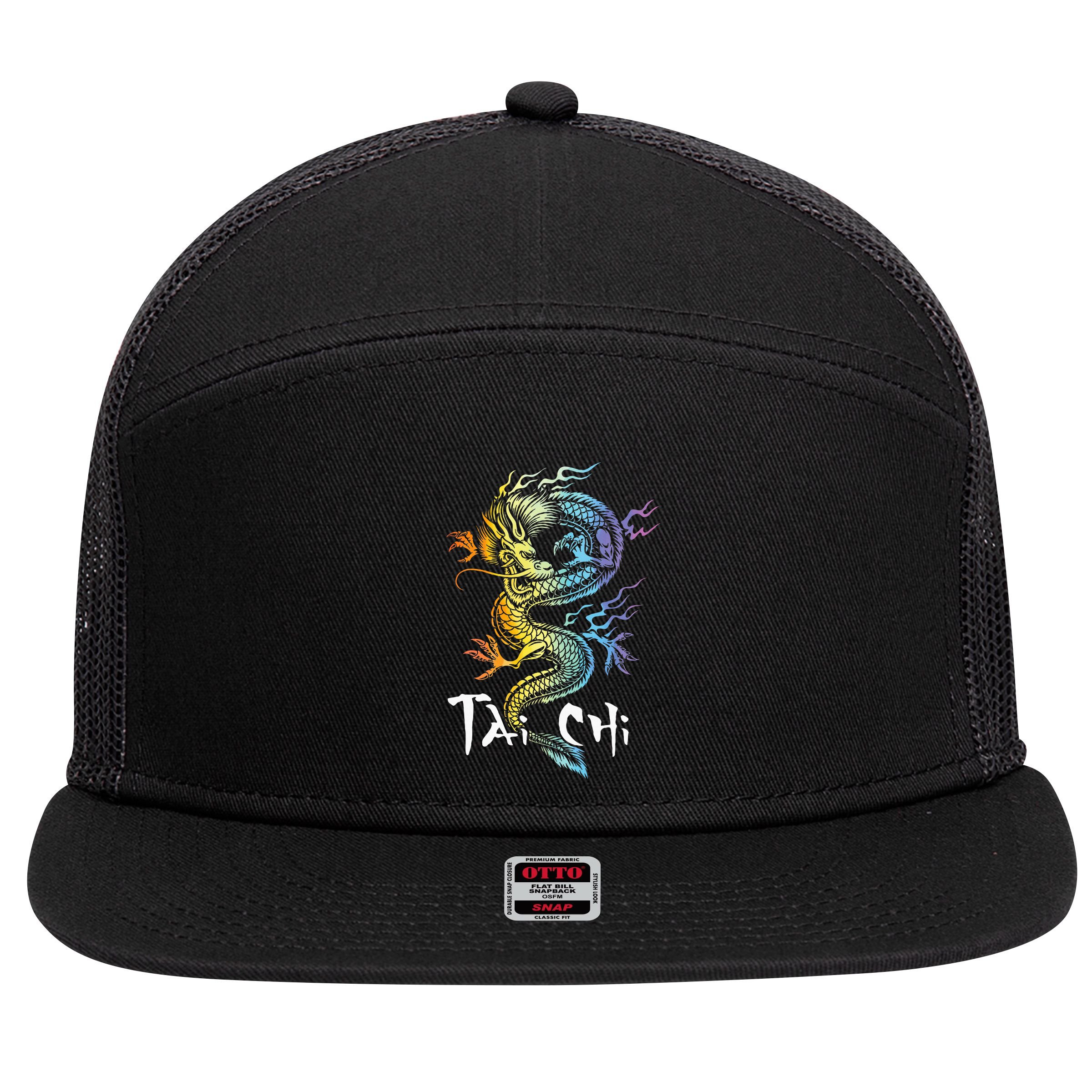 Tai Chi Spiritual Wellness Meditation Qi Gong Instructor 7 Panel Mesh Trucker Snapback Hat