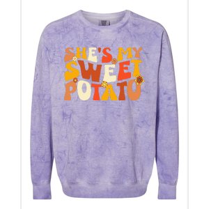 Thanksgiving Couples Sweet Potato I Yam Groovy Flower Colorblast Crewneck Sweatshirt