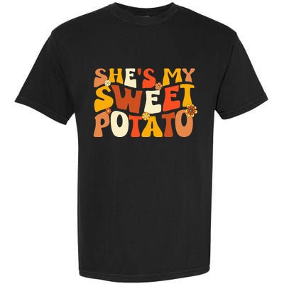 Thanksgiving Couples Sweet Potato I Yam Groovy Flower Garment-Dyed Heavyweight T-Shirt