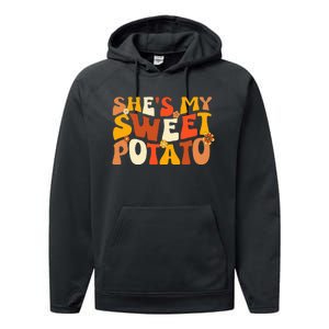 Thanksgiving Couples Sweet Potato I Yam Groovy Flower Performance Fleece Hoodie