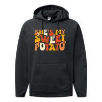 Thanksgiving Couples Sweet Potato I Yam Groovy Flower Performance Fleece Hoodie