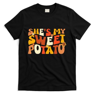 Thanksgiving Couples Sweet Potato I Yam Groovy Flower T-Shirt