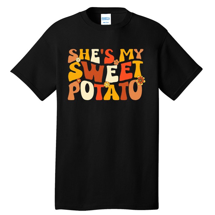 Thanksgiving Couples Sweet Potato I Yam Groovy Flower Tall T-Shirt