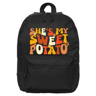 Thanksgiving Couples Sweet Potato I Yam Groovy Flower 16 in Basic Backpack