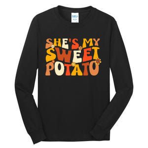 Thanksgiving Couples Sweet Potato I Yam Groovy Flower Tall Long Sleeve T-Shirt