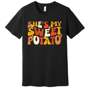 Thanksgiving Couples Sweet Potato I Yam Groovy Flower Premium T-Shirt