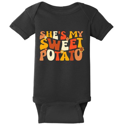Thanksgiving Couples Sweet Potato I Yam Groovy Flower Baby Bodysuit