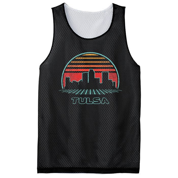 Tulsa City Skyline Retro Vintage 80s Style Mesh Reversible Basketball Jersey Tank