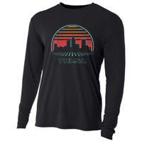 Tulsa City Skyline Retro Vintage 80s Style Cooling Performance Long Sleeve Crew