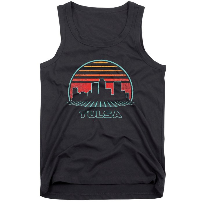 Tulsa City Skyline Retro Vintage 80s Style Tank Top