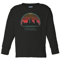 Tulsa City Skyline Retro Vintage 80s Style Toddler Long Sleeve Shirt