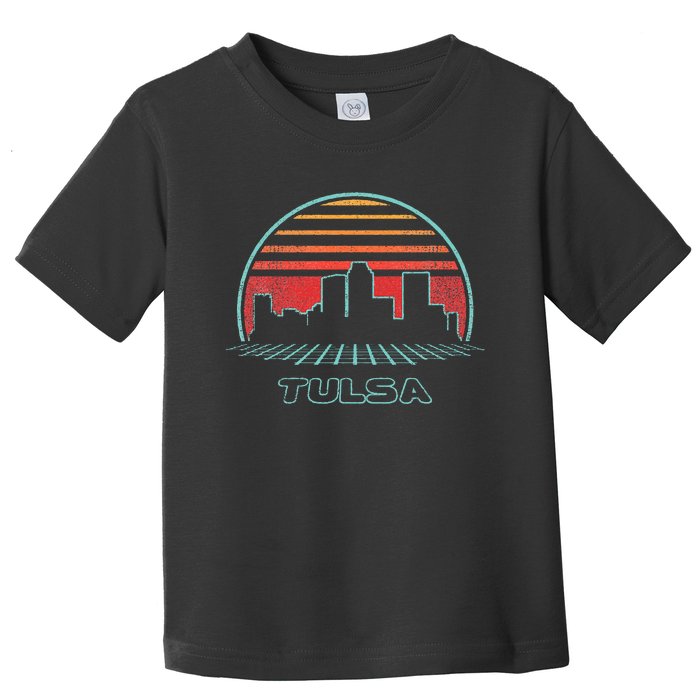 Tulsa City Skyline Retro Vintage 80s Style Toddler T-Shirt