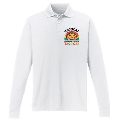 Taco Catshirt Spelled Backward Funny Mexican Cinco De Mayo Performance Long Sleeve Polo