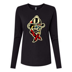 Traditional Cowboy Skull Tattoo Womens Cotton Relaxed Long Sleeve T-Shirt