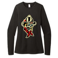 Traditional Cowboy Skull Tattoo Womens CVC Long Sleeve Shirt