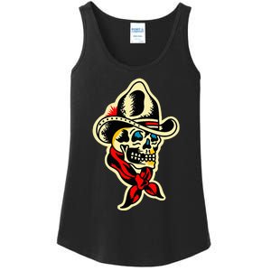 Traditional Cowboy Skull Tattoo Ladies Essential Tank