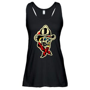 Traditional Cowboy Skull Tattoo Ladies Essential Flowy Tank