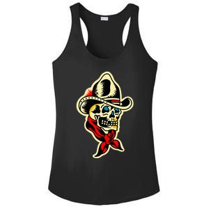 Traditional Cowboy Skull Tattoo Ladies PosiCharge Competitor Racerback Tank