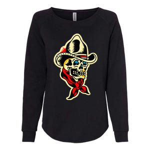 Traditional Cowboy Skull Tattoo Womens California Wash Sweatshirt