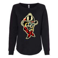 Traditional Cowboy Skull Tattoo Womens California Wash Sweatshirt