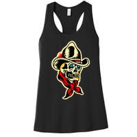 Traditional Cowboy Skull Tattoo Women's Racerback Tank