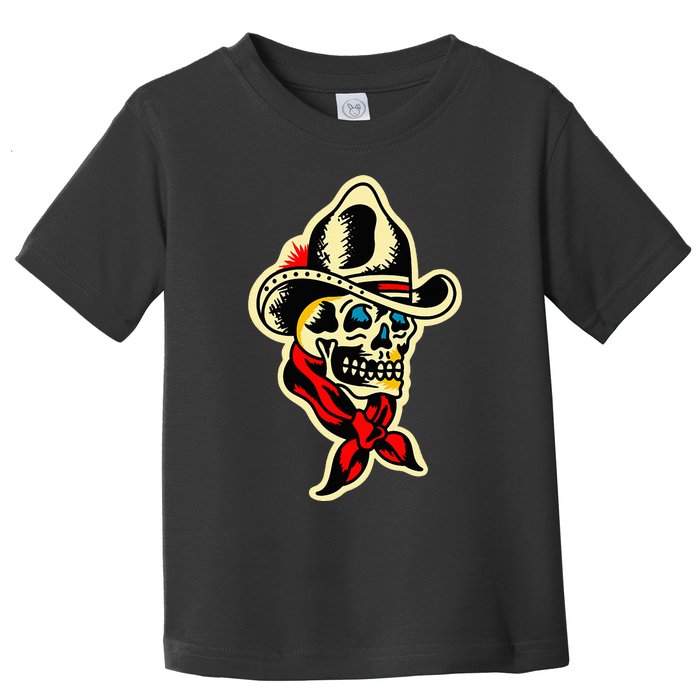 Traditional Cowboy Skull Tattoo Toddler T-Shirt