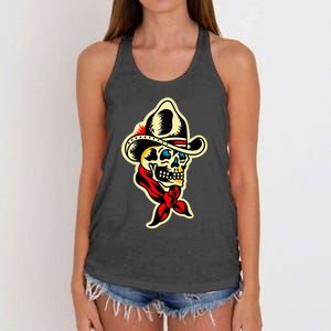 Traditional Cowboy Skull Tattoo Women's Knotted Racerback Tank