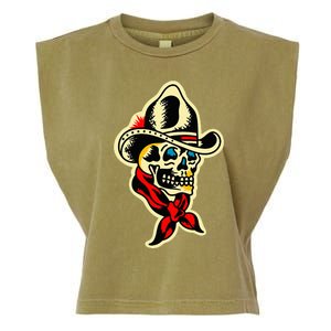 Traditional Cowboy Skull Tattoo Garment-Dyed Women's Muscle Tee