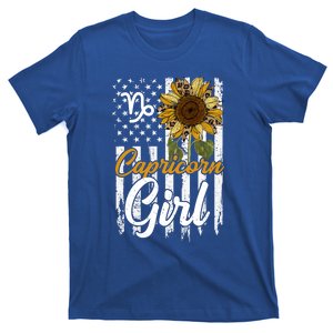 Tu Capricorn Sunflower Birthday Costume America Flag Gift T-Shirt