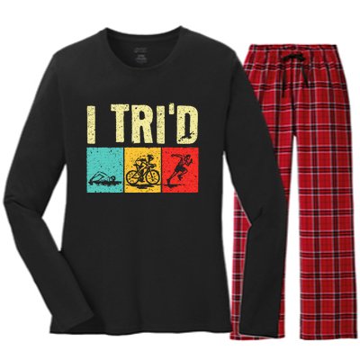 Triathlon Cyclist Swimmer Triathletes Women's Long Sleeve Flannel Pajama Set 