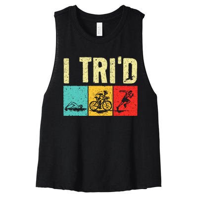 Triathlon Cyclist Swimmer Triathletes Women's Racerback Cropped Tank