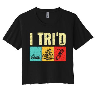 Triathlon Cyclist Swimmer Triathletes Women's Crop Top Tee