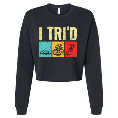 Triathlon Cyclist Swimmer Triathletes Cropped Pullover Crew