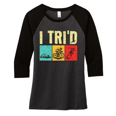 Triathlon Cyclist Swimmer Triathletes Women's Tri-Blend 3/4-Sleeve Raglan Shirt