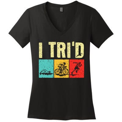 Triathlon Cyclist Swimmer Triathletes Women's V-Neck T-Shirt