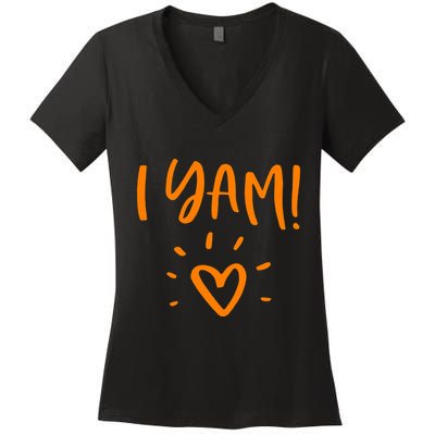 Thanksgiving Couples She's My Sweet Potato I Yam Set Funny Women's V-Neck T-Shirt