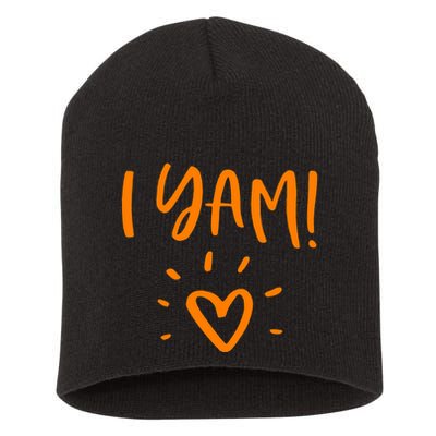 Thanksgiving Couples She's My Sweet Potato I Yam Set Funny Short Acrylic Beanie