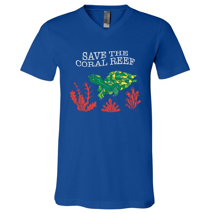 Turtle Coral Save The Coral Reef Environtal Protection Gift V-Neck T-Shirt