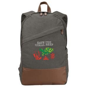 Turtle Coral Save The Coral Reef Environtal Protection Gift Cotton Canvas Backpack