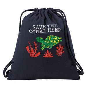 Turtle Coral Save The Coral Reef Environtal Protection Gift Drawstring Bag