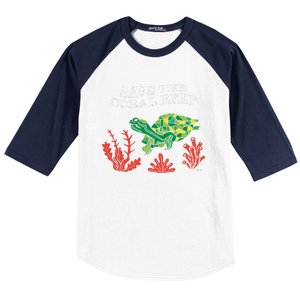 Turtle Coral Save The Coral Reef Environtal Protection Gift Baseball Sleeve Shirt