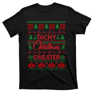 Tachy Christmas Sweater Funny Medical Cardiac ICU RN Nurse T-Shirt