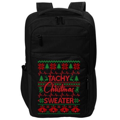 Tachy Christmas Sweater Funny Medical Cardiac ICU RN Nurse Impact Tech Backpack