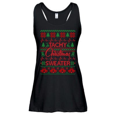 Tachy Christmas Sweater Funny Medical Cardiac ICU RN Nurse Ladies Essential Flowy Tank