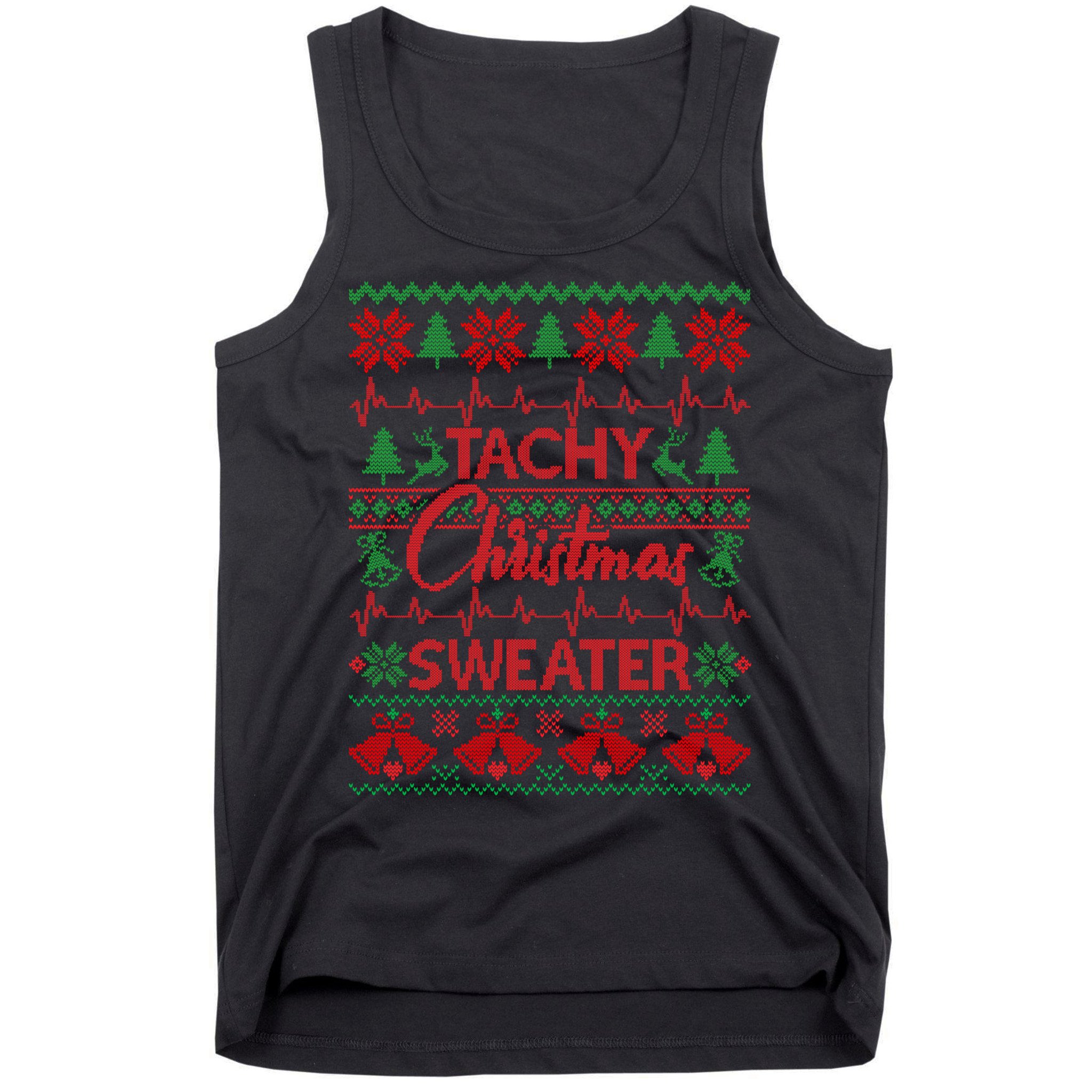 Tachy Christmas Sweater Funny Medical Cardiac ICU RN Nurse Tank Top