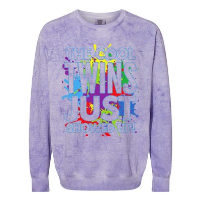 The Cool Twins Just Showed Up Funny Twins Colorblast Crewneck Sweatshirt