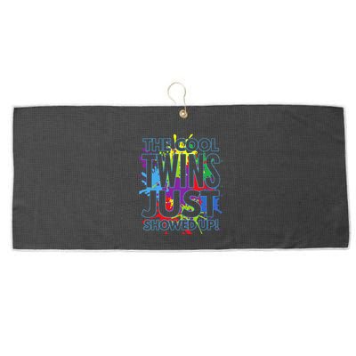 The Cool Twins Just Showed Up Funny Twins Large Microfiber Waffle Golf Towel