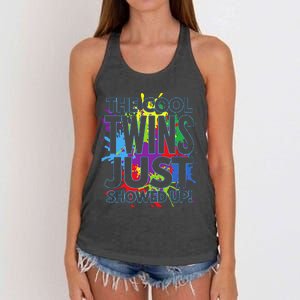 The Cool Twins Just Showed Up Funny Twins Women's Knotted Racerback Tank