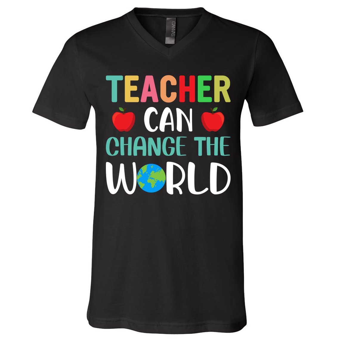 Teachercan Change The World Back To School V-Neck T-Shirt